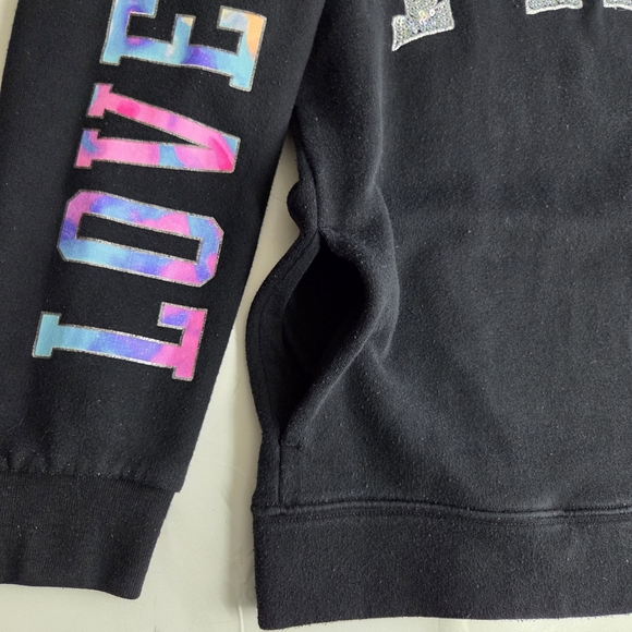 Victoria's Secret PINK Watercolor Hoodie Y2k Bling Sequin Love Streetwear Small - Picture 8 of 13